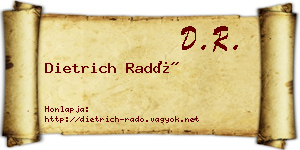 Dietrich Radó névjegykártya